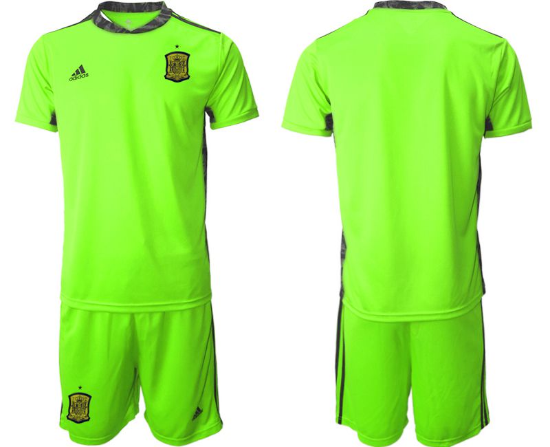 Men 2021 World Cup National Spain fluorescent green goalkeeper Soccer Jerseys
